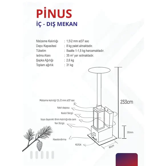 PİNUS PELET SOBASI (İÇ-DIŞ MEKAN)