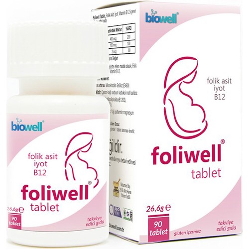 Foliwell 90 Tablet - Folik Asit Iyot Vitamin B12