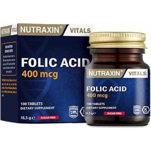 Nutraxin Folic Acid ( Folik Asit ) 400 Mcg 100 Tablet